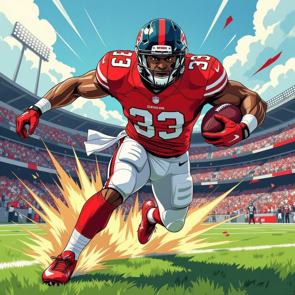 Exclusive Football Player in Comic Book Art Style