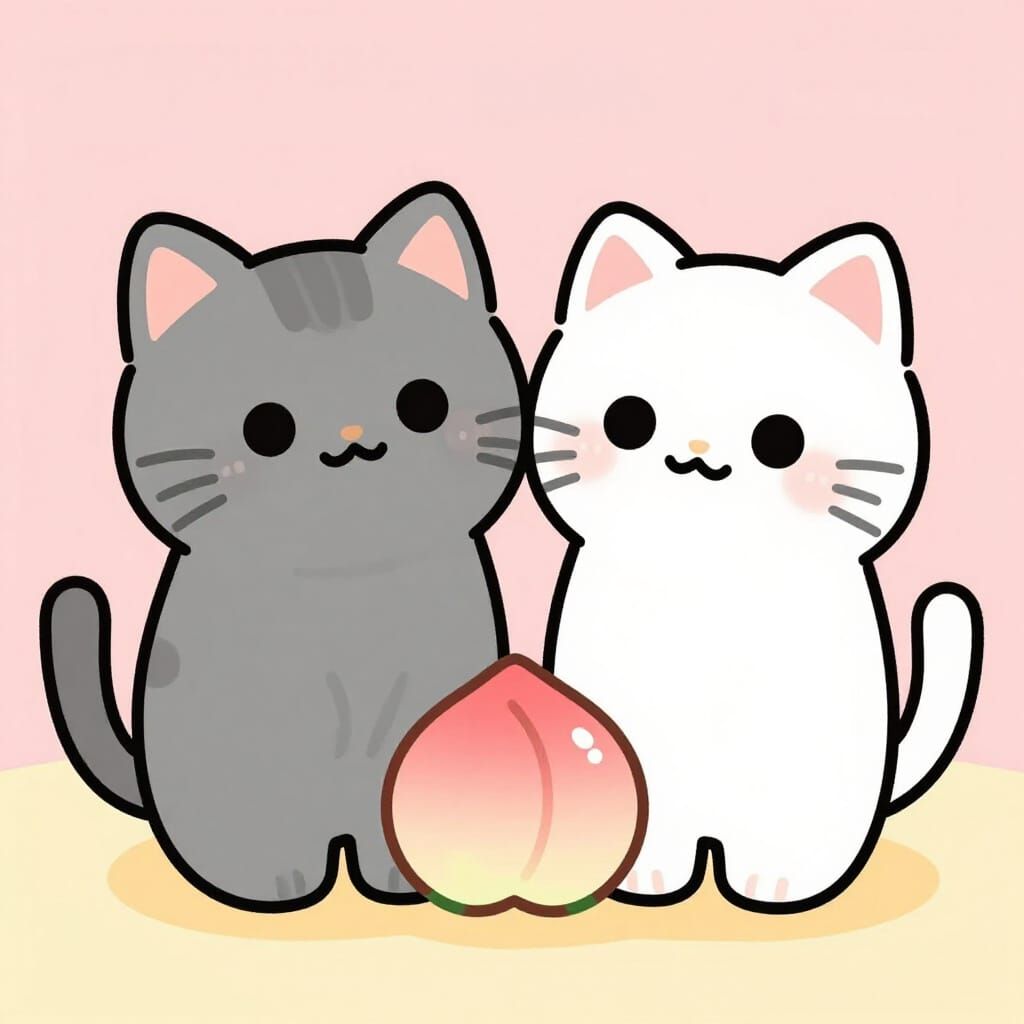 Goma and Peach Fictional Cat Characters