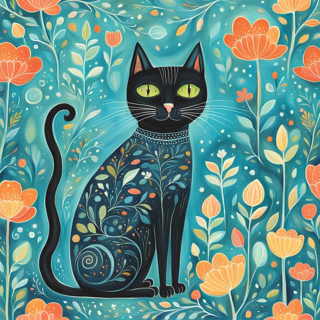 Whimsical Cat Artwork