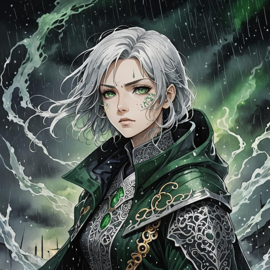 Eldritch Anime Horror Portrait of a Female Warrior