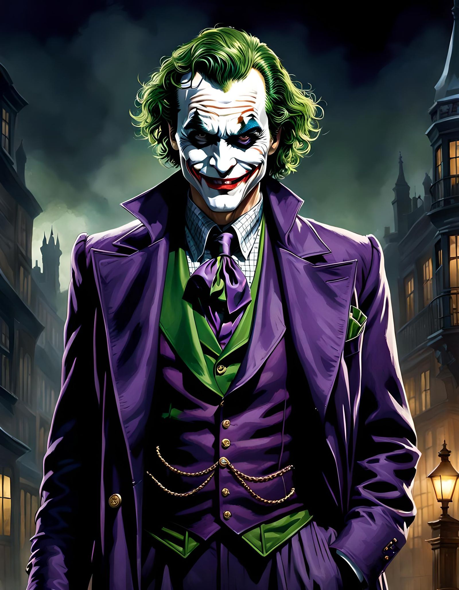 The Joker as Sherlock Holmes in Graphic Novel Style