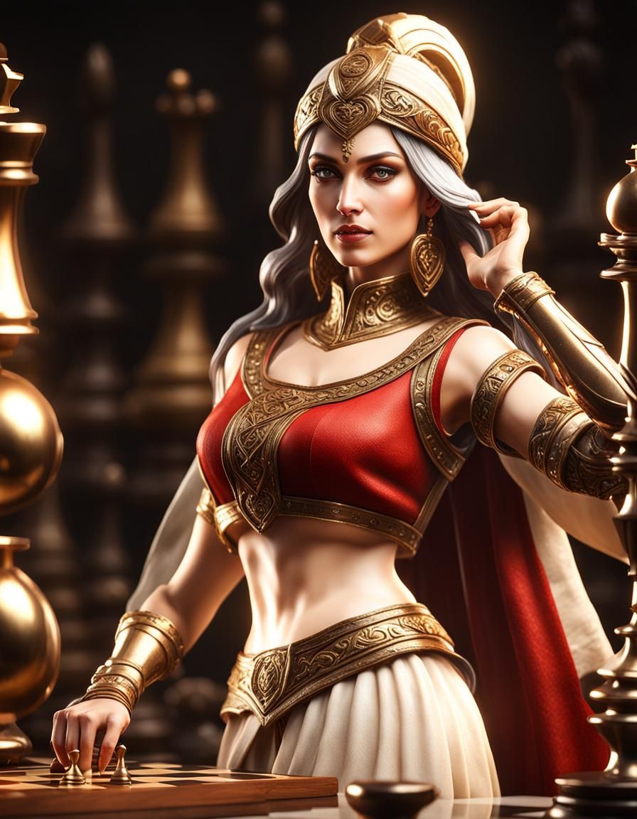 Chess Goddess in Art Deco Style