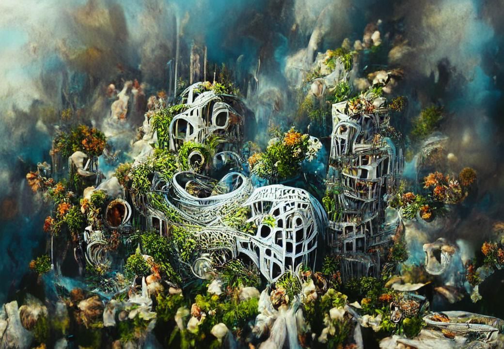 Biopunk Wedding Apocalypse in Overgrown City