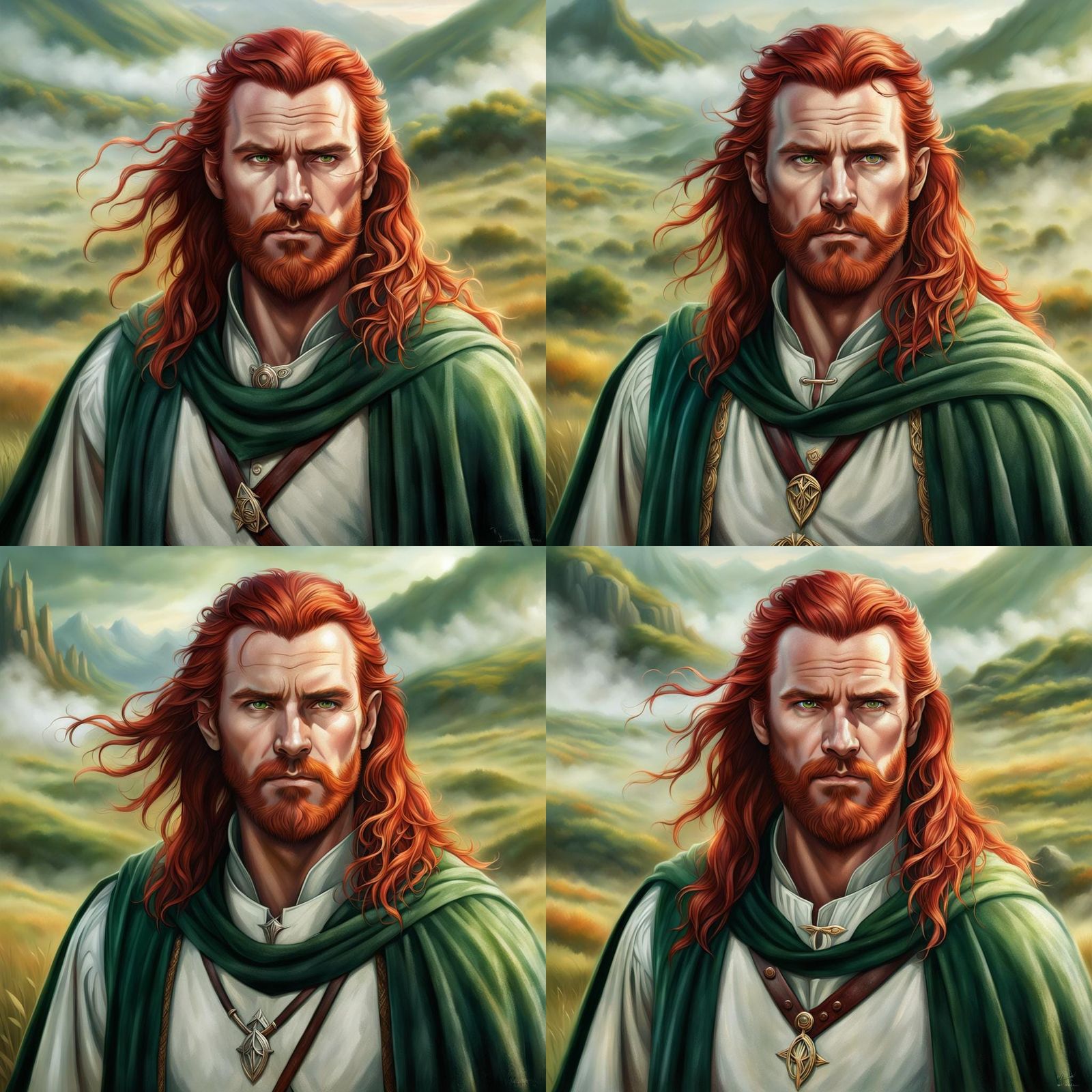 Heroic Man Portrait with Red Hair, Lord of the Rings Style