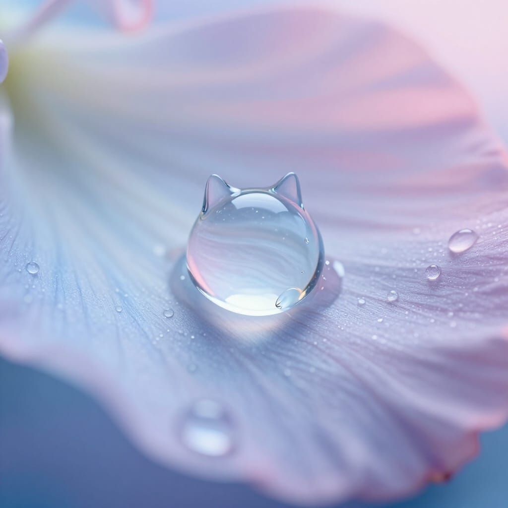Macro Photo of a Cat-Shaped Water Drop