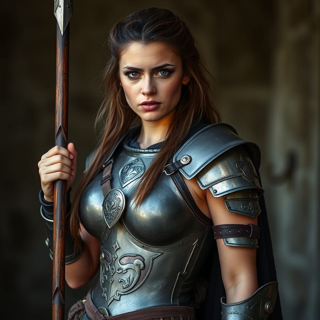 Armored Woman with Lance