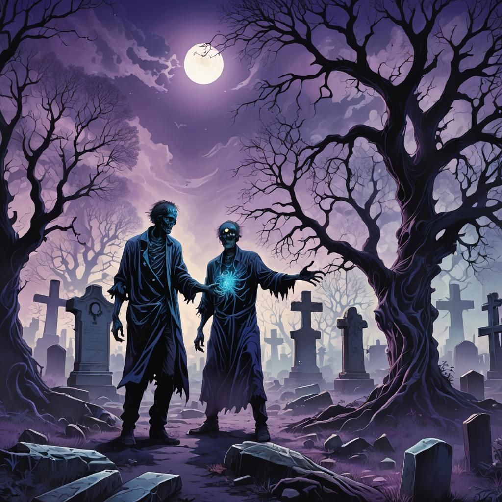 Zombie in Cemetery: Fractal Abstract Vector Art