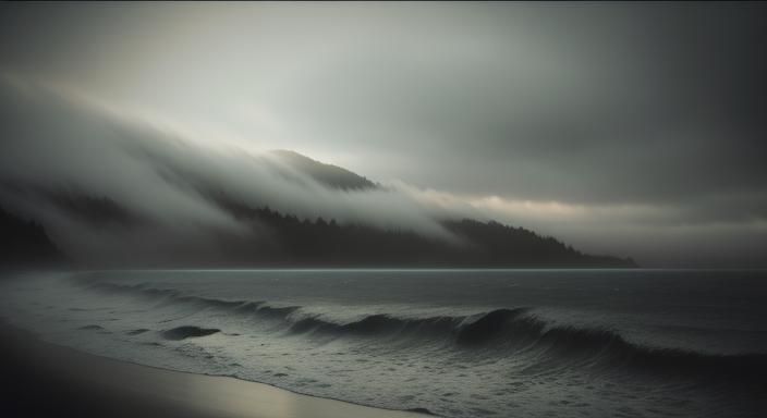 Dramatic Misty Landscape: Cinematic Film Still