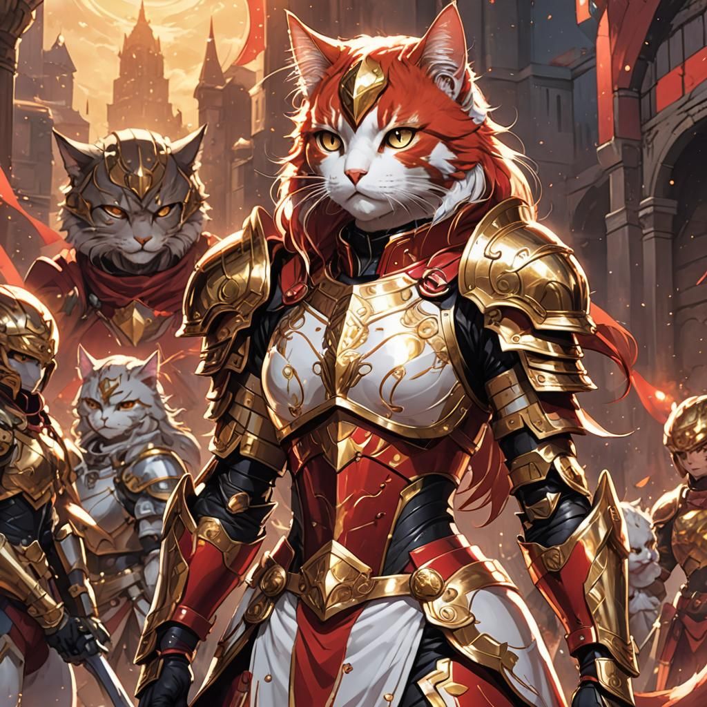Anime Cat Girl Paladin Ready for Battle