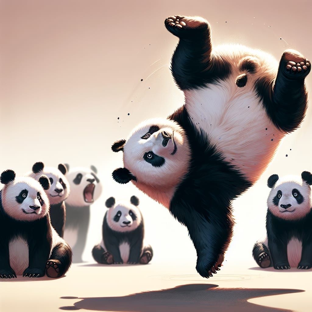 Energetic Panda Backflip for Panda Admirers