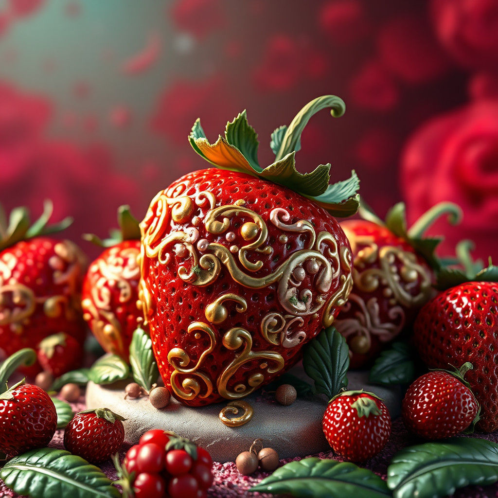 Ornate Strawberry Decorations in Dreamlike Style