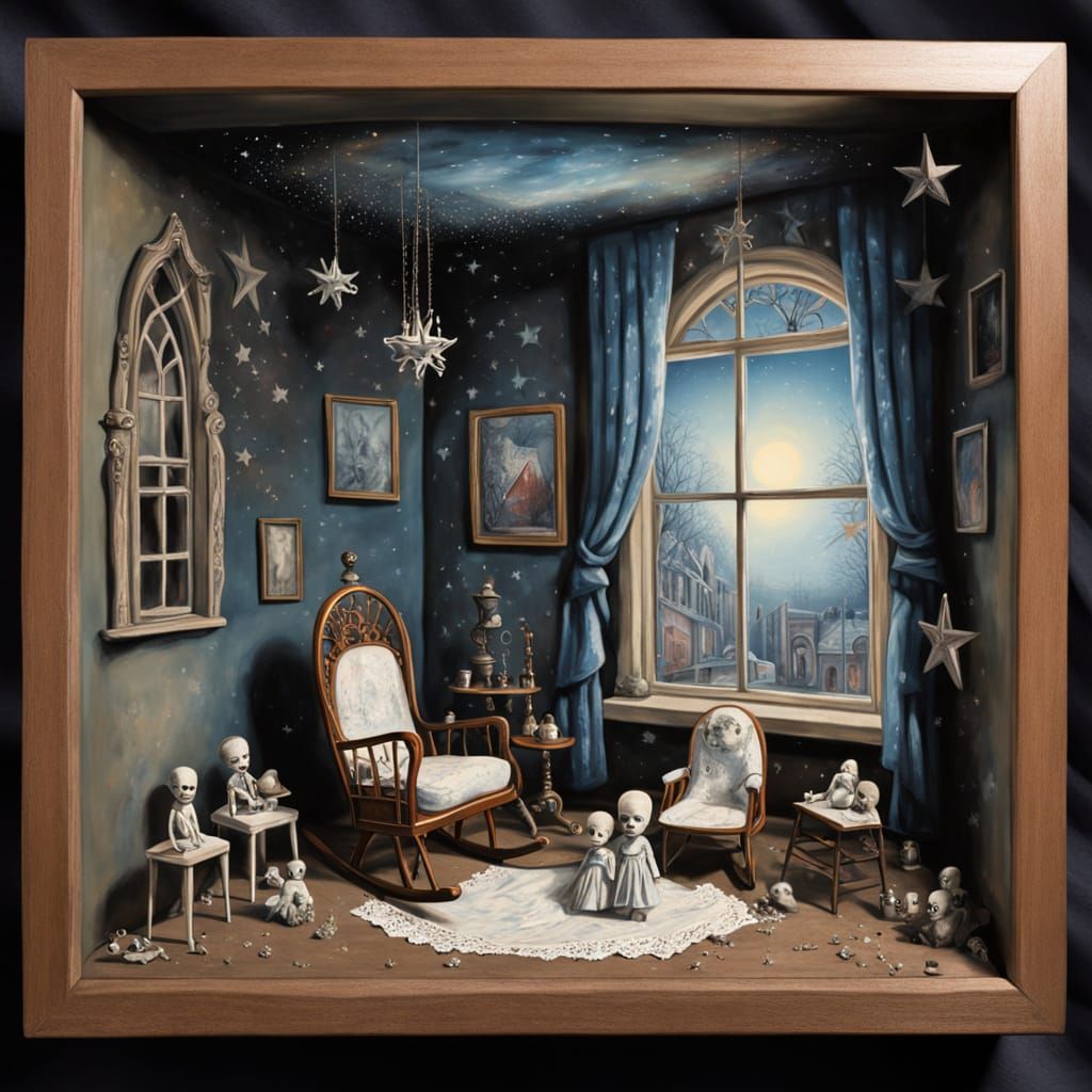 Decaying Victorian Nursery in Shadow Box