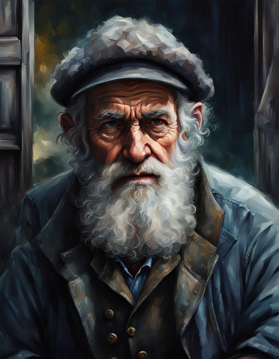 Detailed Portrait of an Old Man in Digital Painting Style