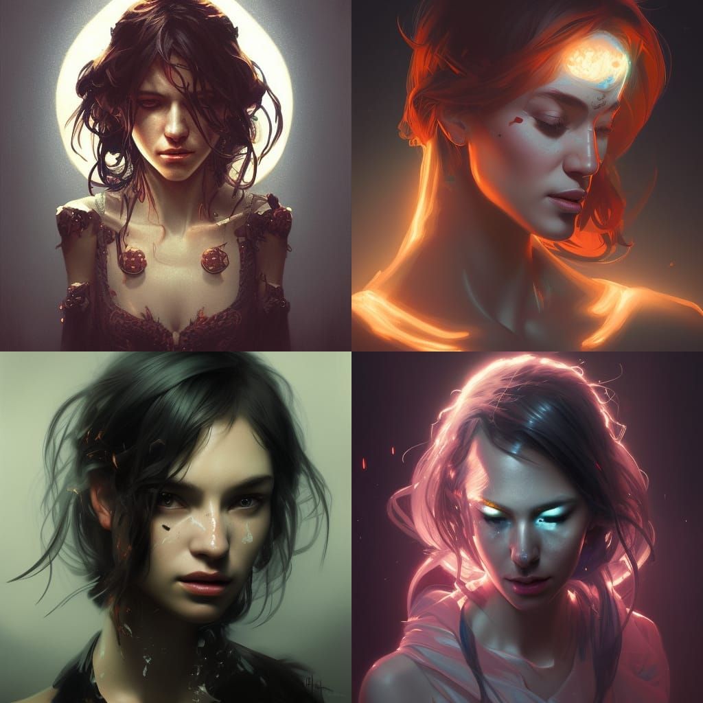 Darkness Portrait in Hyperdetailed Art Style
