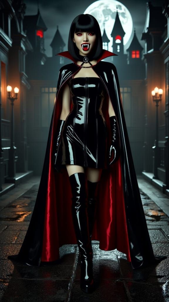 Chinese Vampire in Castle, Gothic Horror Style