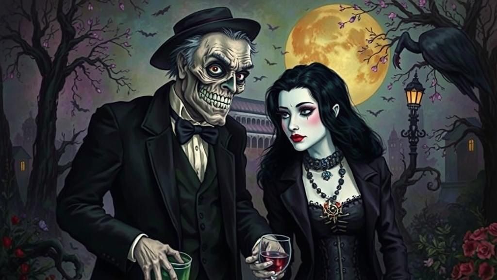 Vampire Romance in Dark Cartoon Style