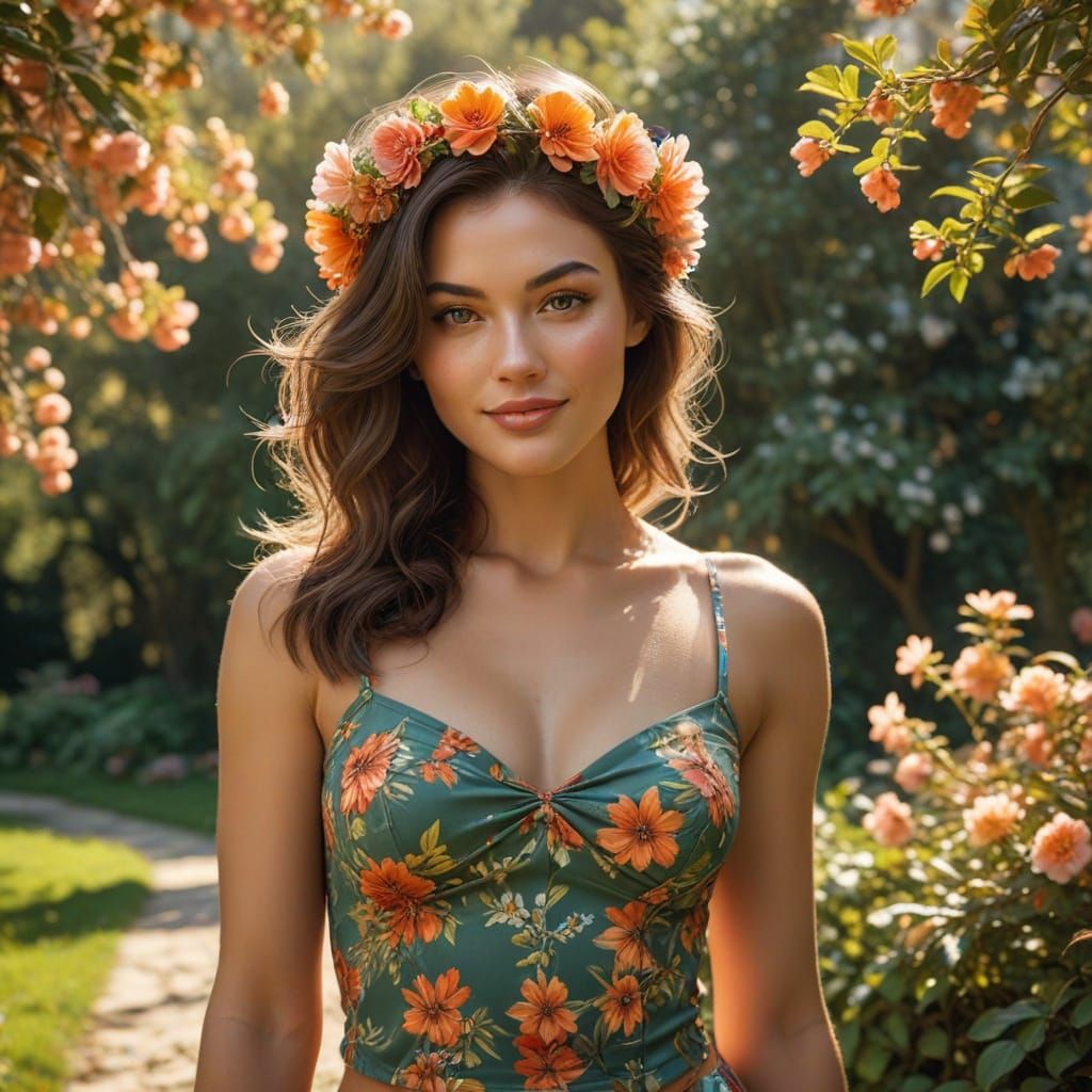 Stunning Spring Pin-up in Hyperrealistic Style