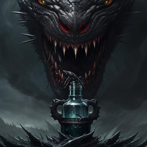 Tainted Holy Water Bottle: Cinematic Digital Art