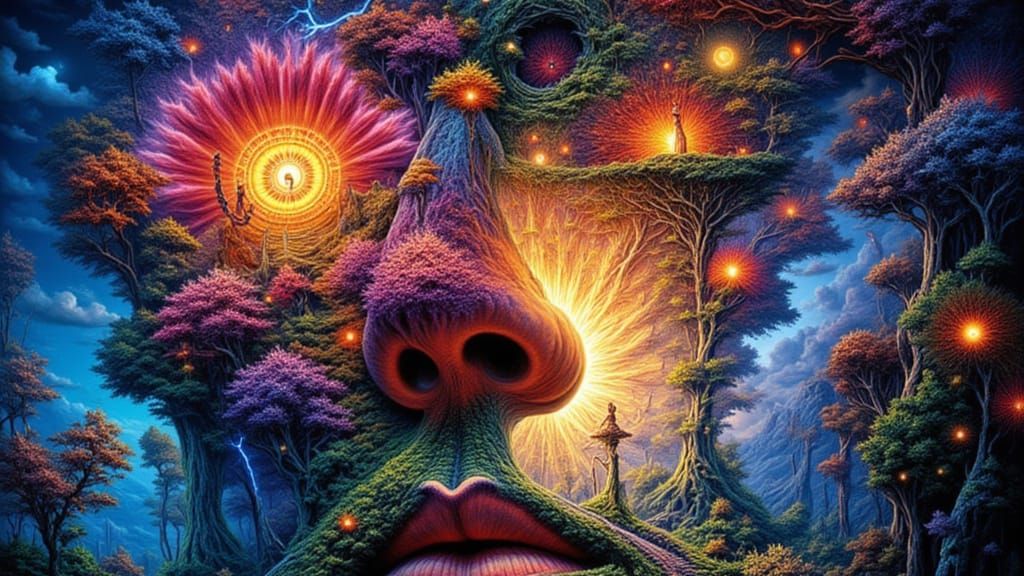 Mindscape of Fractal Flowers and Hidden Faces