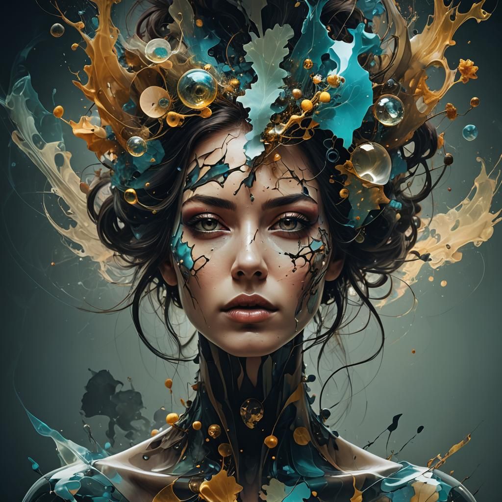 Surreal Double Exposure Portrait in Digital Art Style