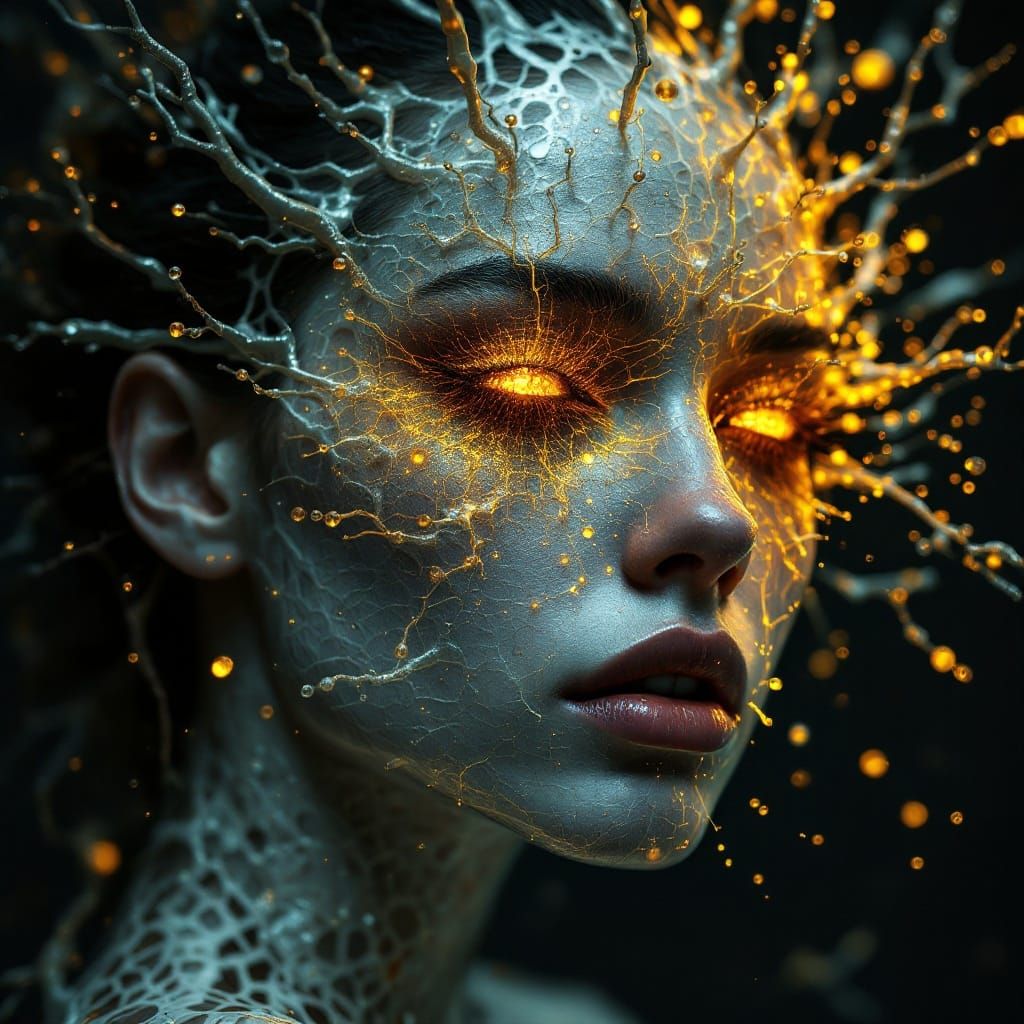 Chaotic Portrait in Neonpunk Biohazardpunk Style