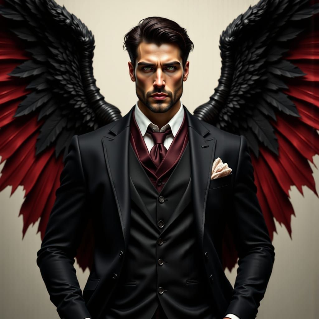 Nix: Celestial Figure in Black Suit, Digital Art