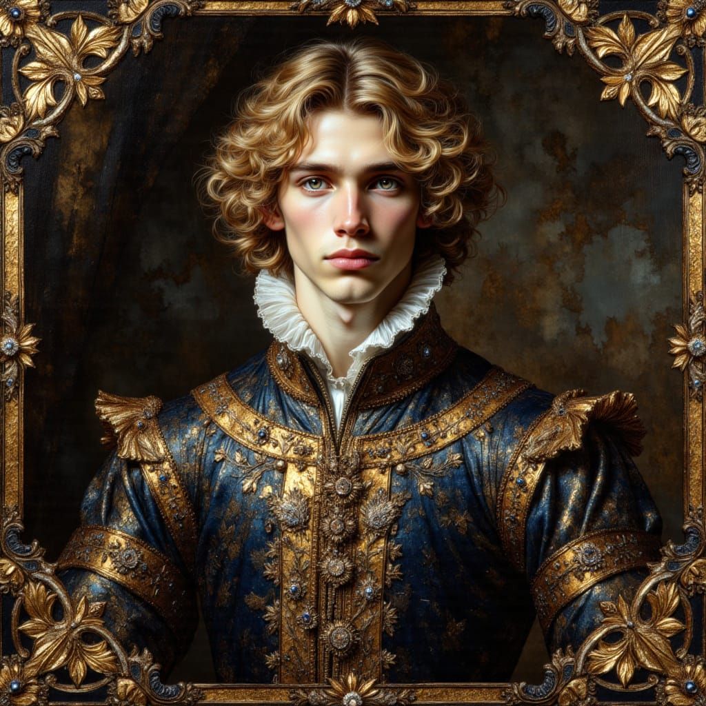 Handsome Tudor Man in Elaborate Finery as Digital Painting