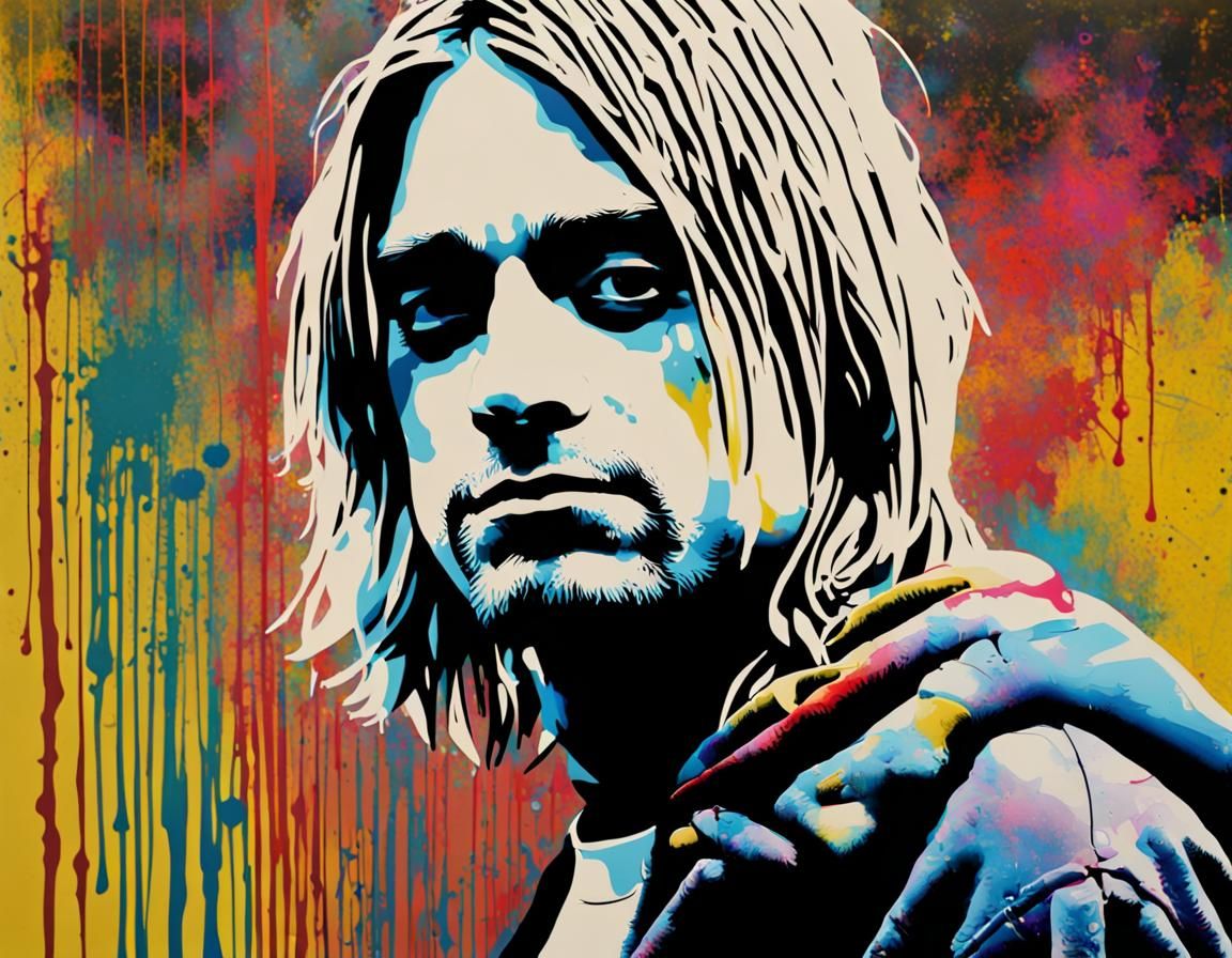 Street art portrait of Kurt Cobain