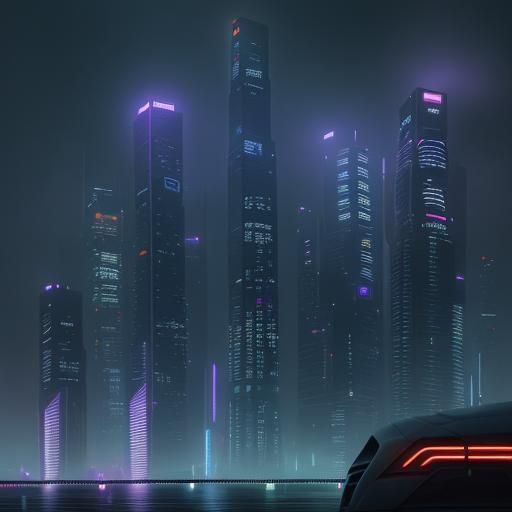 Singapore Skyline in Cyberpunk Neon Rain