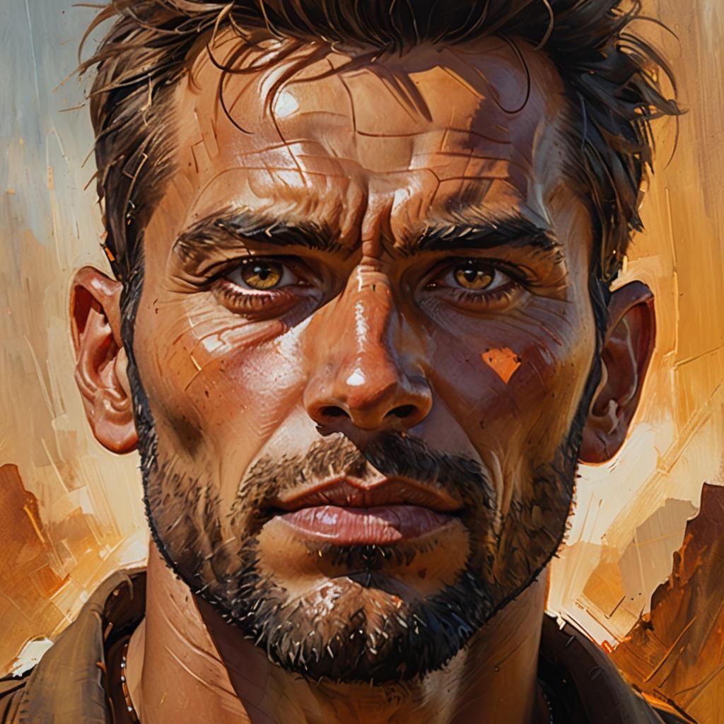 Intense Oil Portrait with Radiant Light and Earth Tones