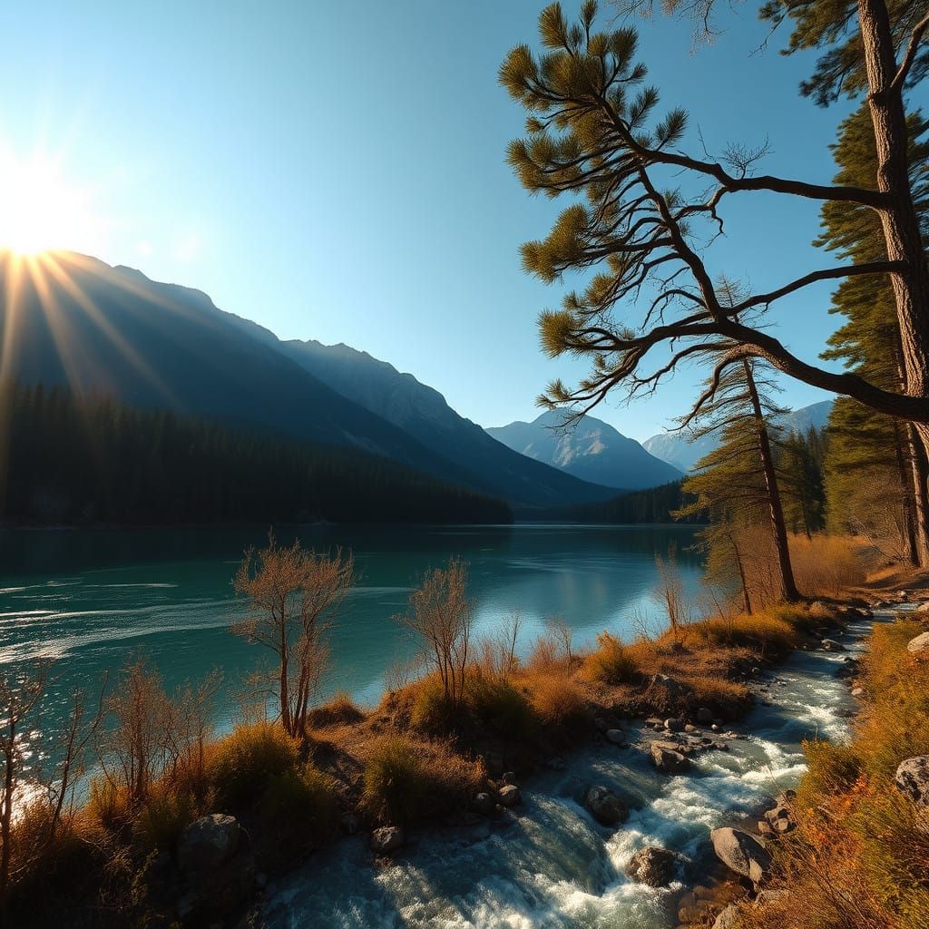 Ancient Mountain Landscape in Golden Hour