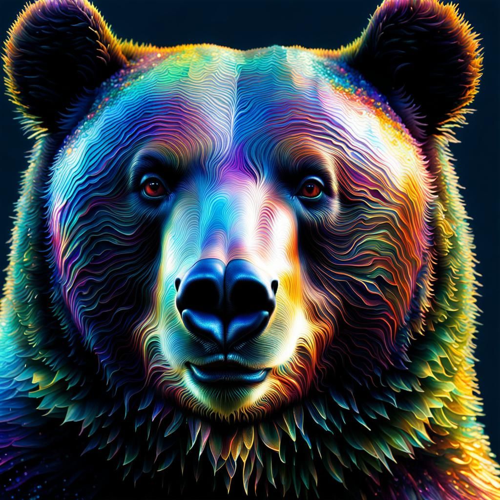 Bioluminescent Robotic Bear in Holographic Prismatic Display
