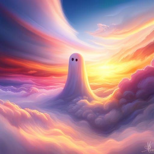 Ghost in colorful clouds