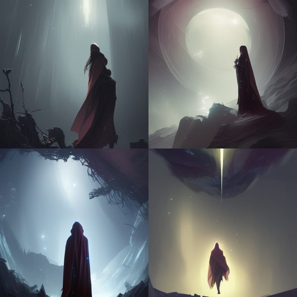 Night Sky Cloak: Dark Fantasy Concept Art