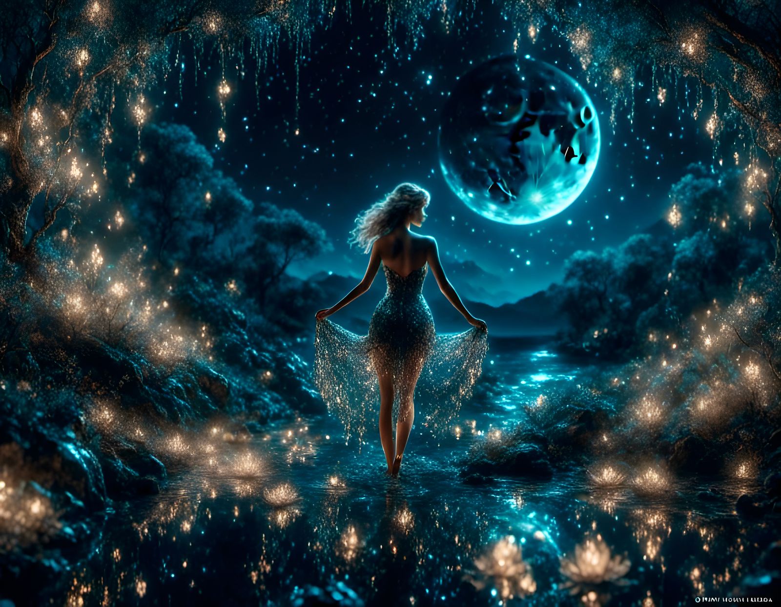 Detailed Moonlight Night with Vivid Colors