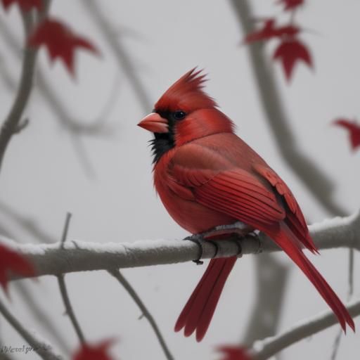 Striking Red Cardinal Bird Portrait