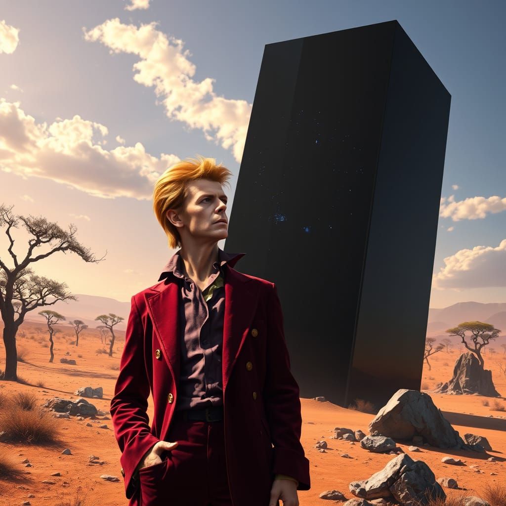 David Bowie Inspects 2001 Monolith on African Savannah