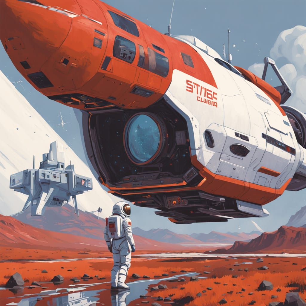 Cosmic Pioneer Soars Through Mars' Red Horizon in Futuristic...