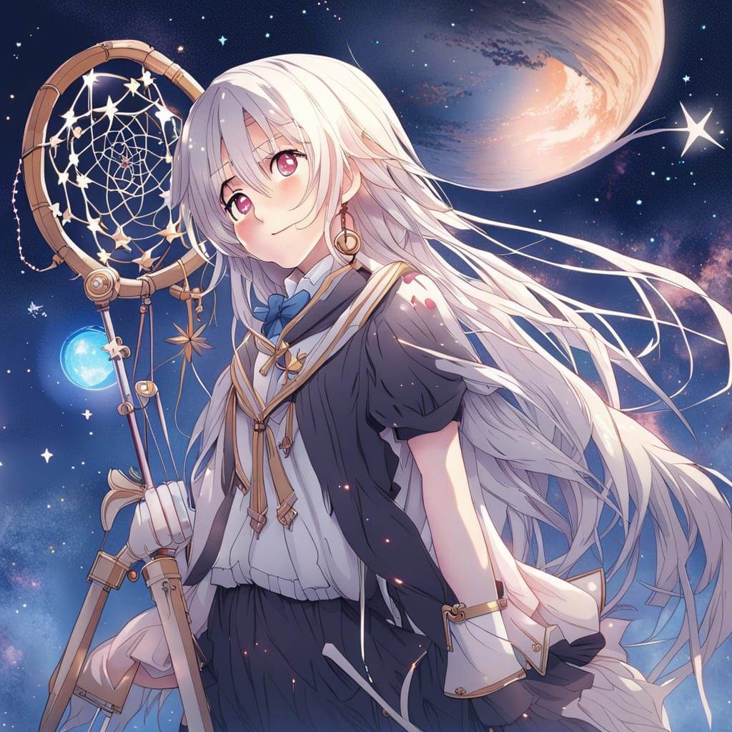Dreamcatcher Under Shining Stars in Anime Style