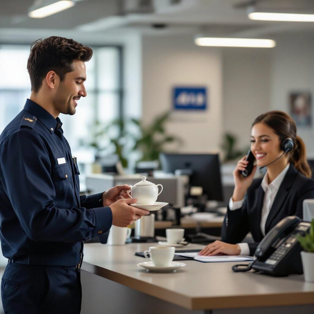 Professional Office Scene with Tea Service