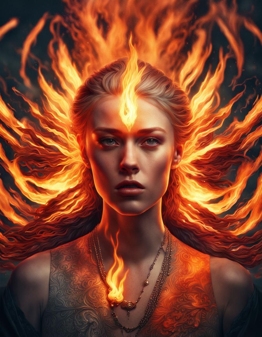 Dramatic Flaming Portrait in Digital Matte Painting