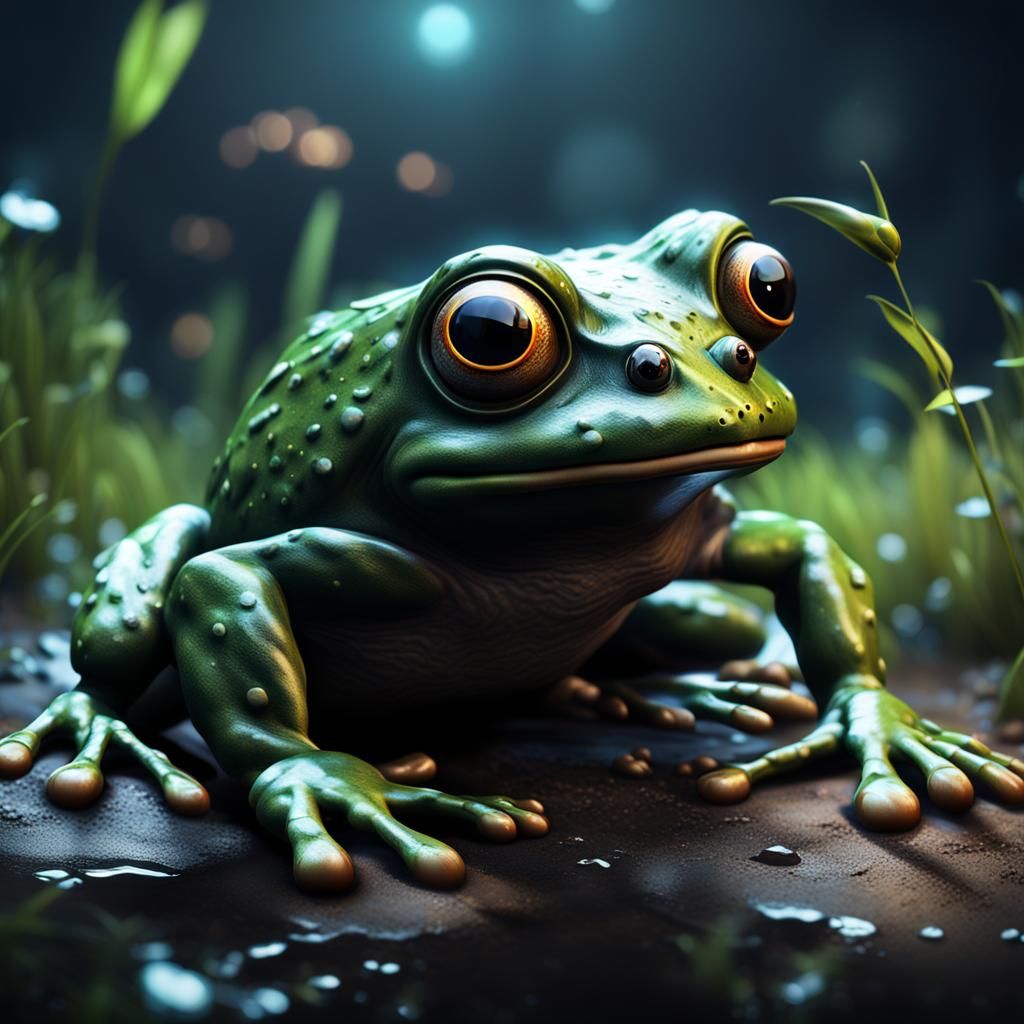 Cybernetic Frog in Cinematic 3D Rendering