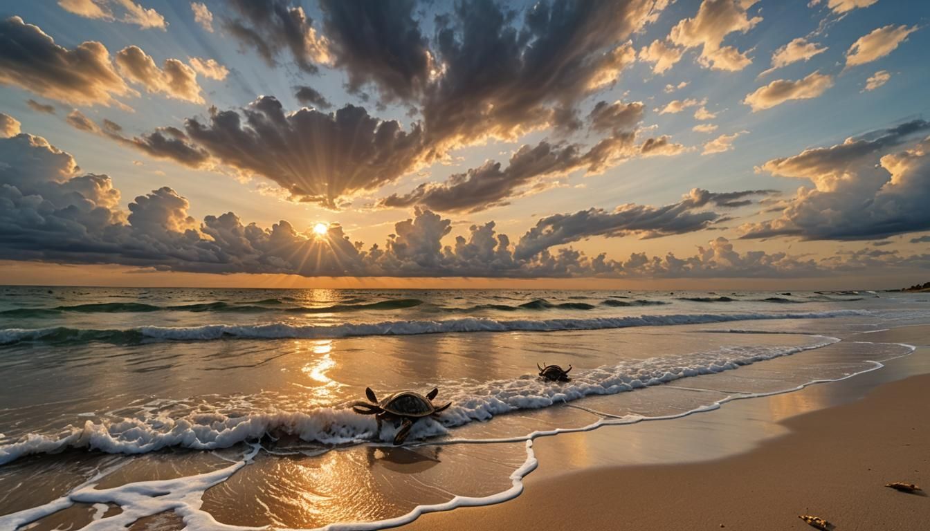 Beach Sunset with Craburtles