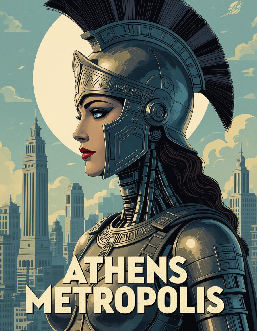 Athena Goddess as Metropolis Robot Movie Poster