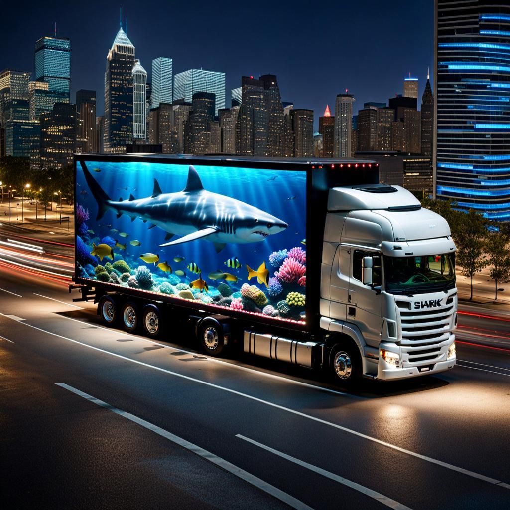 Shark Tank Truck: Digital Art, VFX, Glass Sculpture