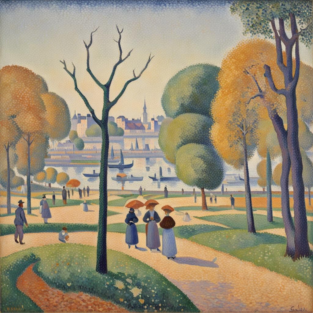 Pointillist Landscape by Seurat, Cross, Signac, Luce