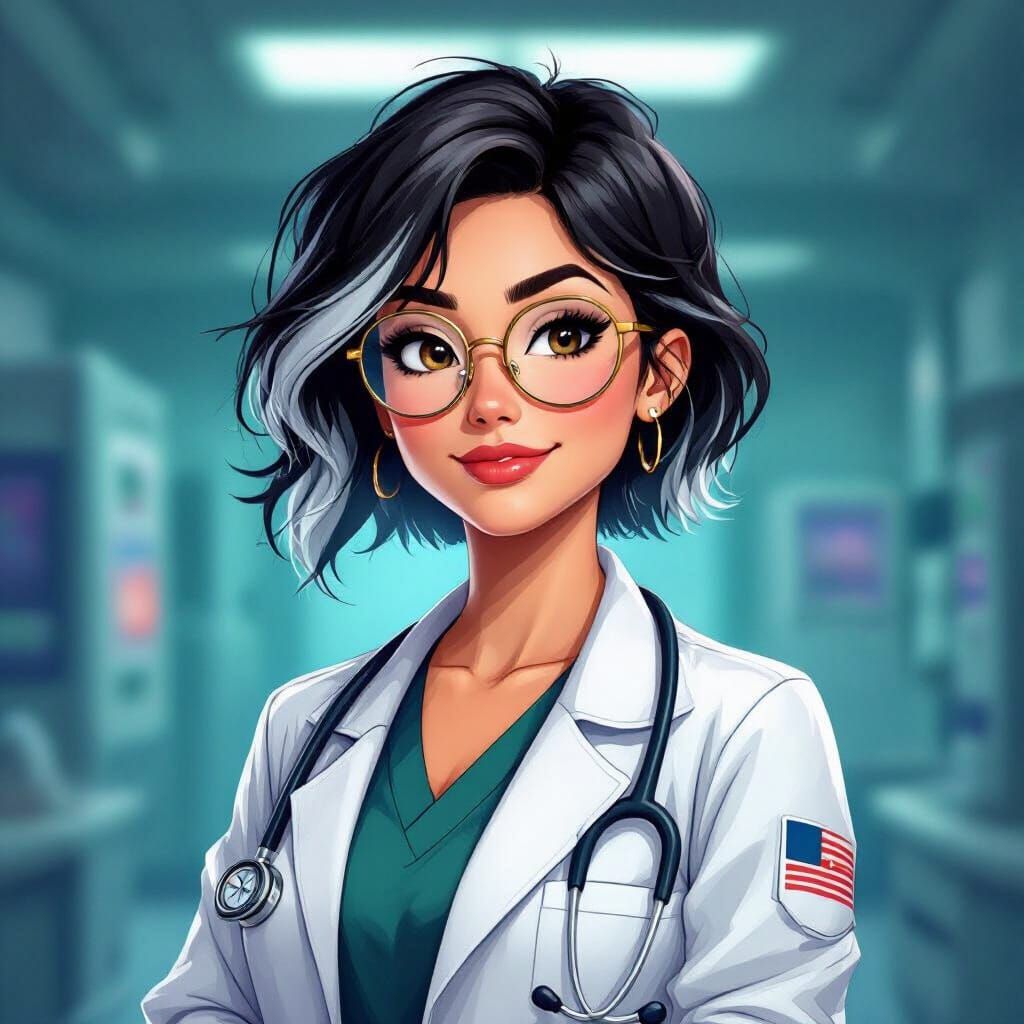Confident Doctor in ER: Vibrant Digital Art