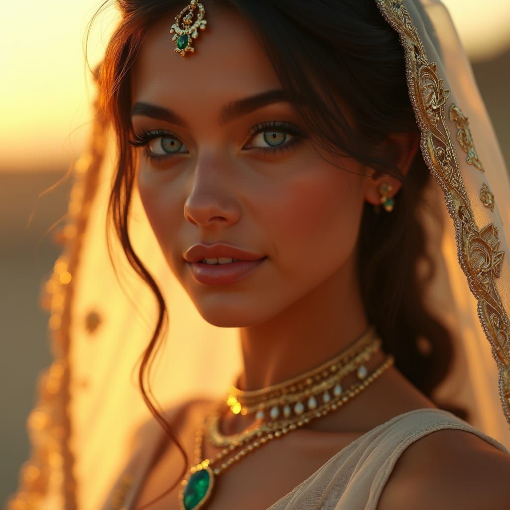 Serene Arab Woman Portrait in Golden Light