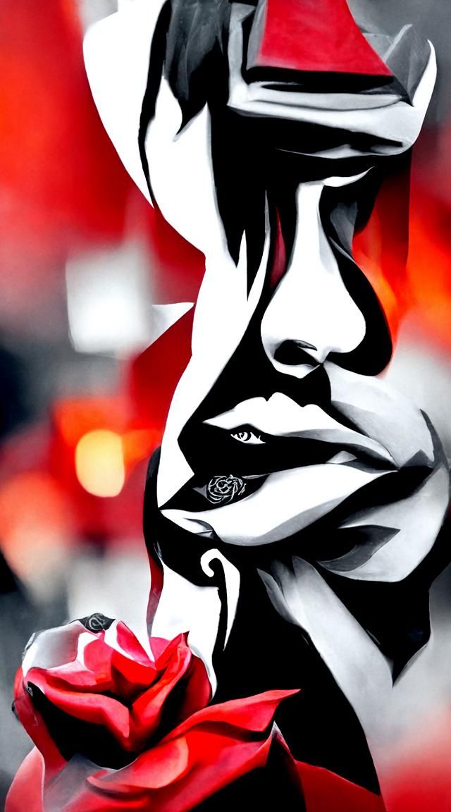 Black Rose in Shepard Fairey Street Art Style