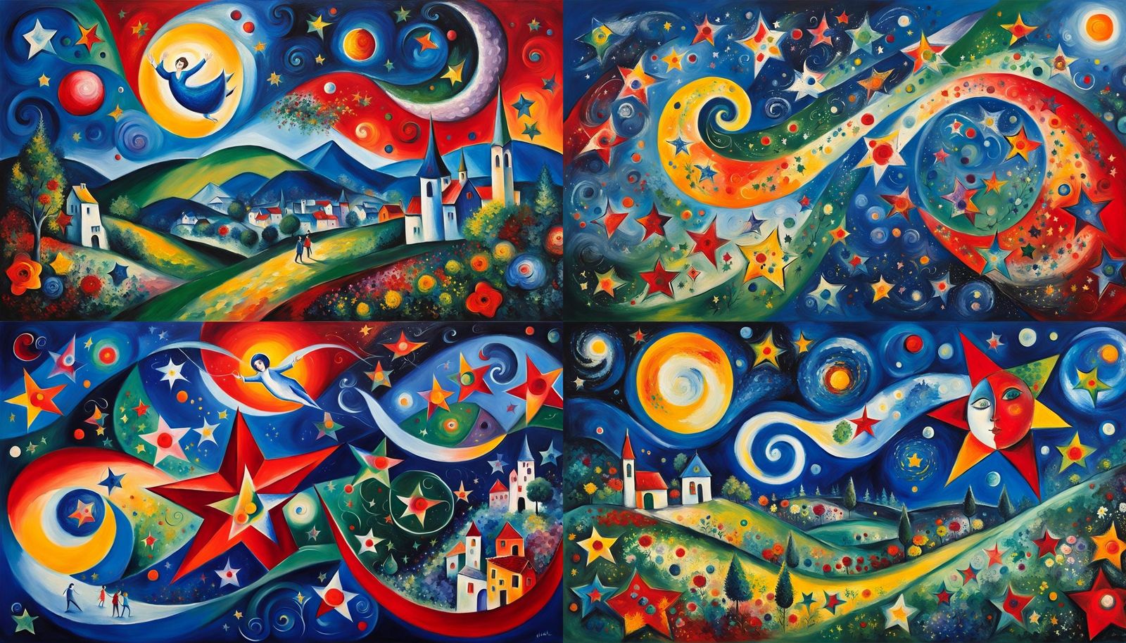Dreamy Stars in Naive Art Style